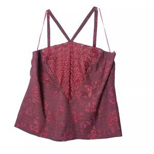 Elite Champagne Top Women Plus Size 22 Wine Red Beaded Sleeveless